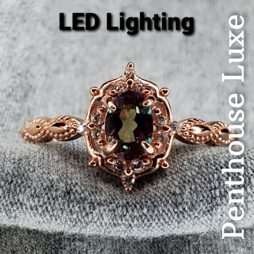 REAL .5ct Alexandrite Oval Cut Rose Gold 925 Ring - Picture 3 of 6